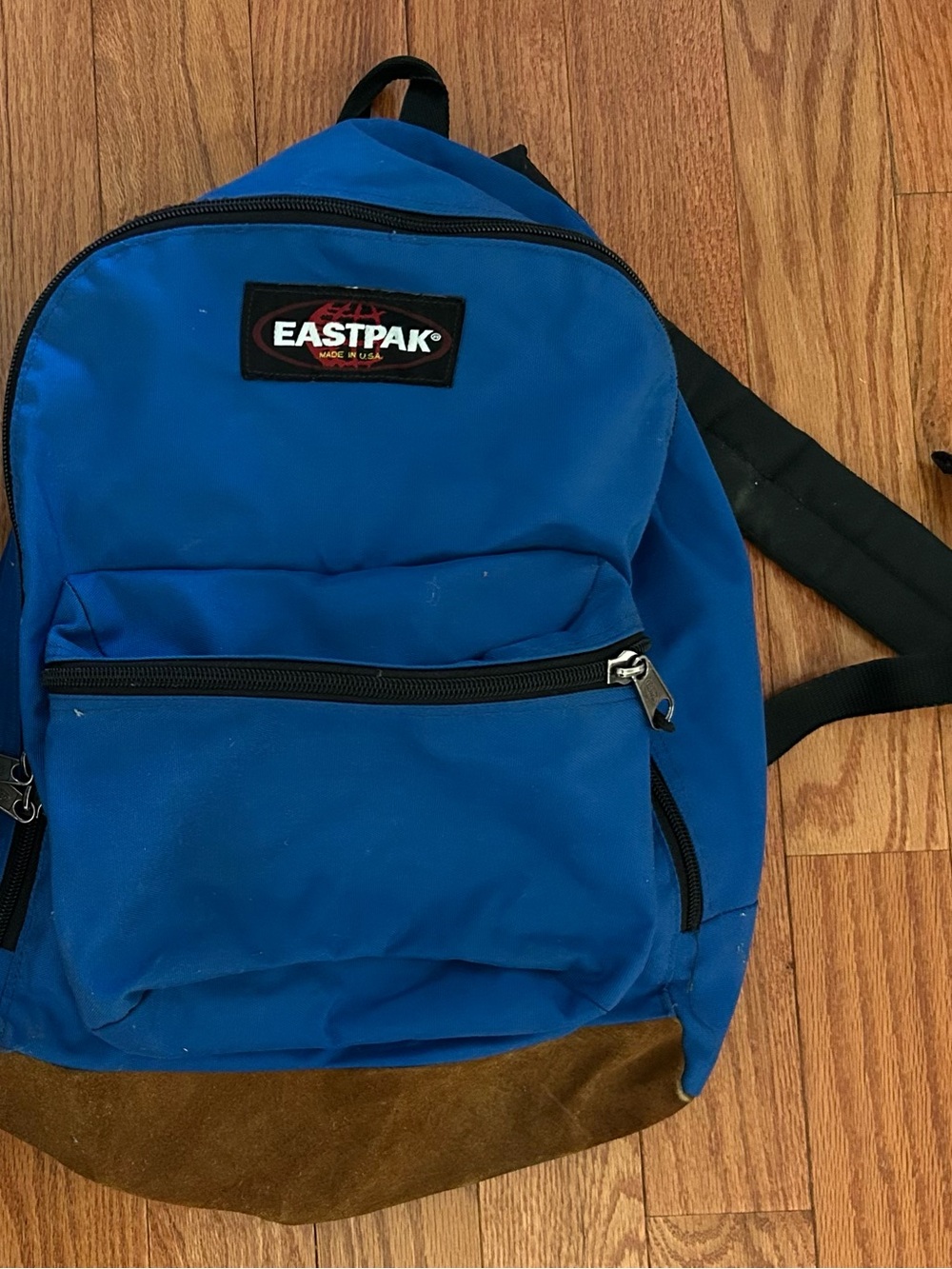 Y2K Vintage Unisex Eastpak Royal Blue Backpack with Brown Suede Base